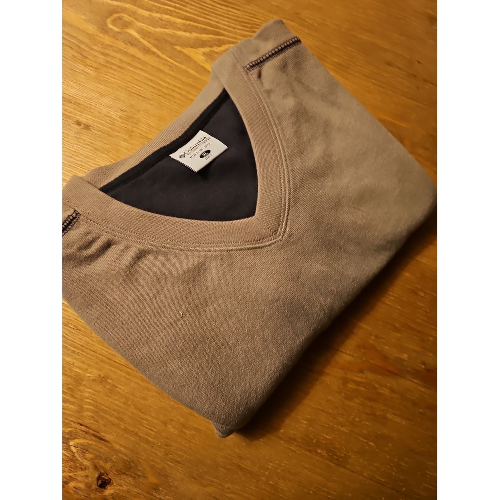 Columbia Mens Gray Cotton Blend Long Sleeve V-Neck Pullover Sweater Size XL